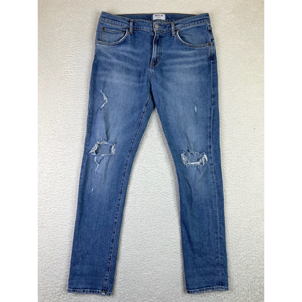 Agolde Premium‎ Skinny Jeans Men's 33x32 Blue Stretch Denim Distressed